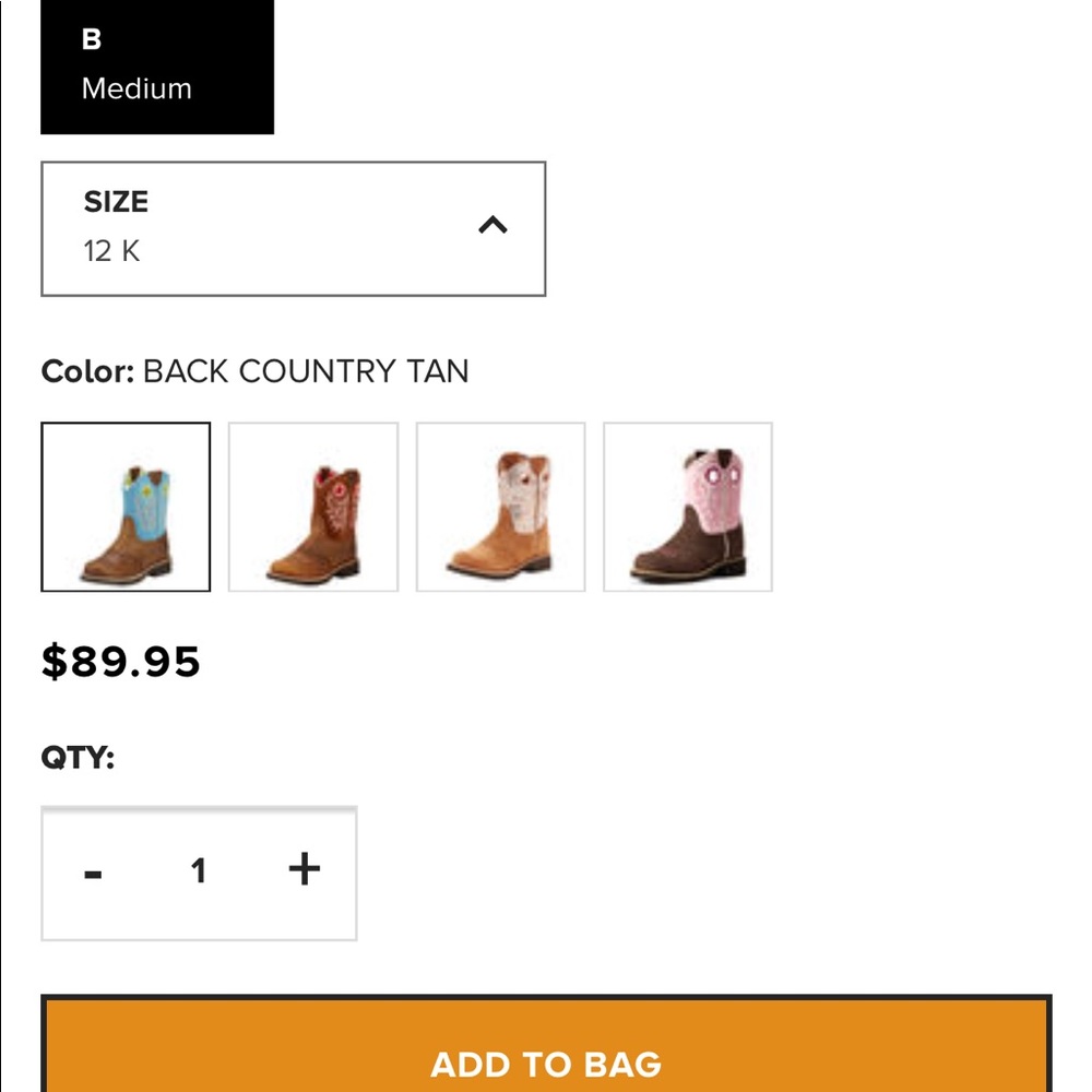 Ariat girls boot size 12